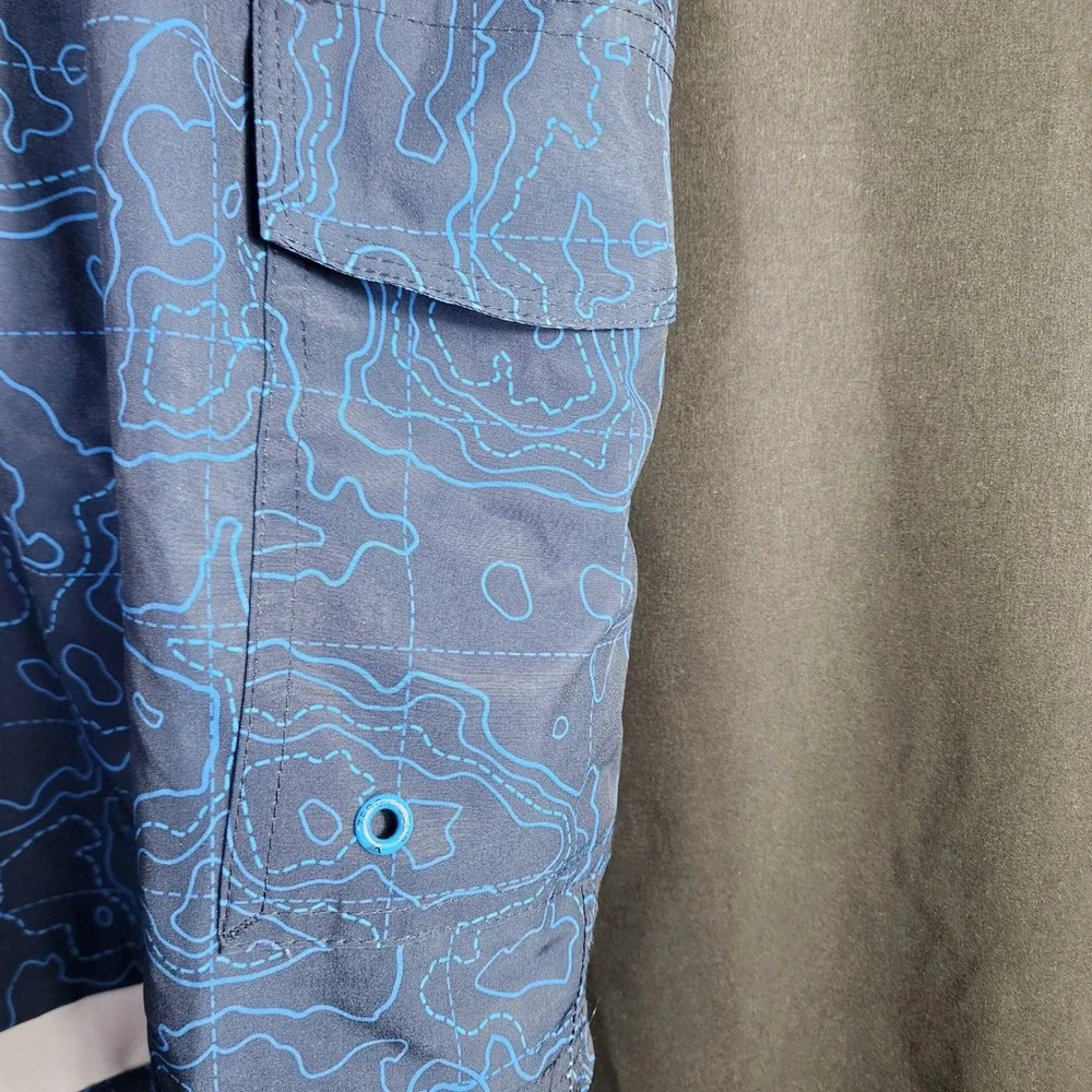 ZeroXposur Mens XXL‎ Navy Blue Topographic Map Print Swim Trunks E88501S NWT